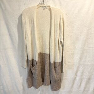 MADEWELL Colorblock Long Cardigan Sweater Beige Brown Size Small